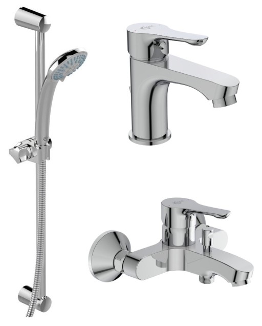 Set baterii 3in1 Ideal Standard Alpha include baterie lavoar  baterie cada si set de dus Ideal Stream