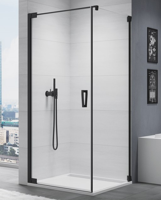 Perete lateral fix Sanswiss Cadura 90cm  sticla securizata transparenta 6mm  profil negru mat