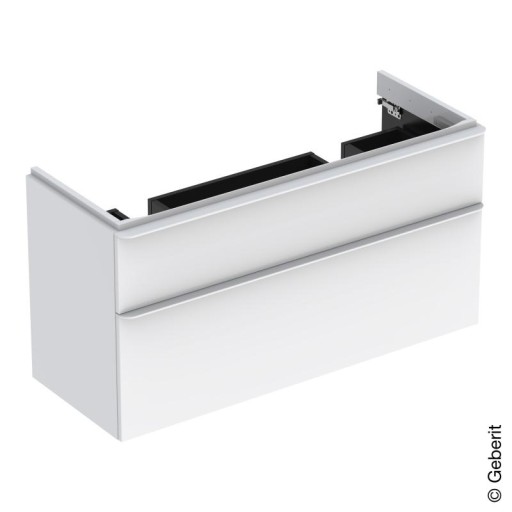 Dulap baza Geberit Smyle Square pentru lavoar dublu  120cm  doua sertare  alb lucios