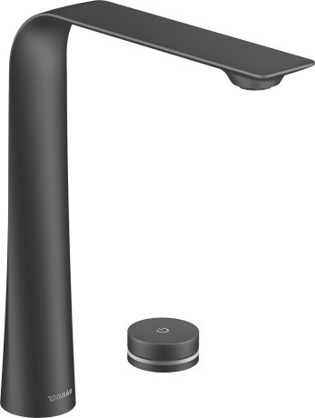 Baterie lavoar electronica Duravit D.1 250 din doua elemente  montare pe lavoar si alimentare la retea 220V  negru mat