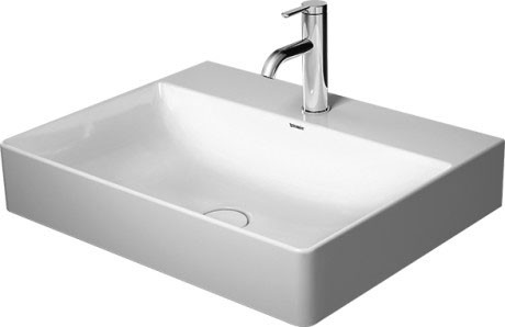 Lavoar Duravit DuraSquare 60x47 cm  fara preaplin  cu capac ceramic pentru ventil inclus si finisaj suplimentar