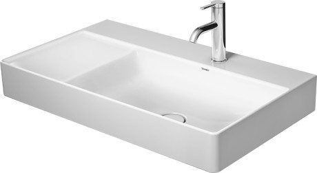 Lavoar Duravit DuraSquare 80x47 cm cuva dreapta  fara preaplin  cu capac ceramic pentru ventil inclus si finisaj suplimentar