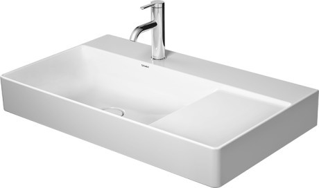Lavoar Duravit DuraSquare 80x47 cm cuva stanga  fara preaplin  cu capac ceramic pentru ventil inclus si finisaj suplimentar