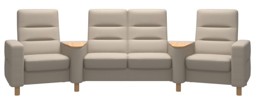 Canapea cu 4 locuri Stressless Wave M Sector setup 121 cu spatar inalt  picioare lemn oak  tapiterie piele Paloma Fog