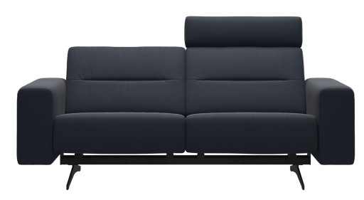 Canapea cu 2 locuri Stressless Stella  1 tetiera  brate joase S1  picioare negru mat  tapiterie piele Paloma Shadow Blue