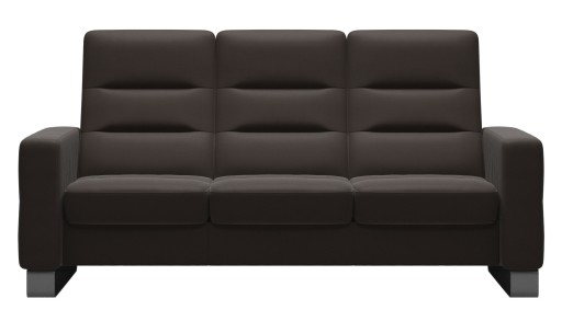 Canapea cu 3 locuri Stressless Wave M cu spatar inalt  picioare inox  tapiterie piele Paloma Chestnut