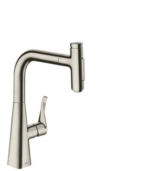 Baterie bucatarie Hansgrohe Metris Select 240 M71  dus extractibil cu doua tipuri de jet  finisaj inox