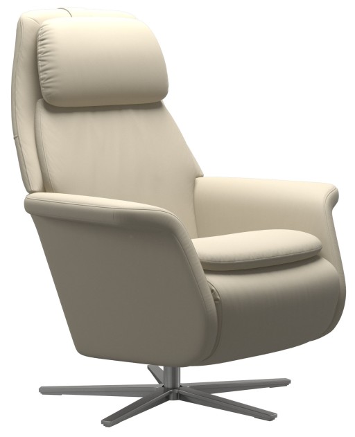 Fotoliu recliner Stressless Sam  baza  Sirius  Power Heating Massage  picioare aluminiu mat  tapiterie piele Batik Cream