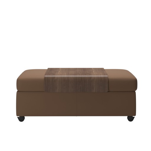 Ottoman dublu Stressless Doubleotto cu masuta Walnut  tapiterie piele Batik Latte