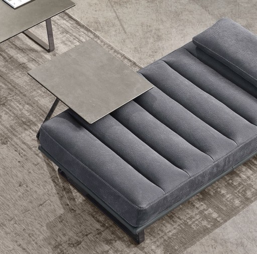 Ottoman Gamma Dandy Renegade  piele Danka F802  baza Dark Chrome - Titanium  HandMade in Italy