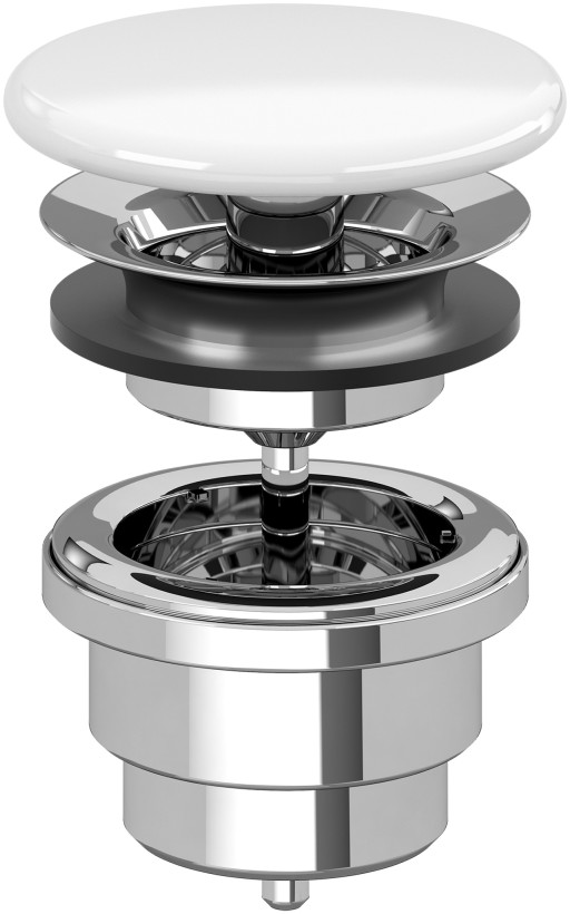 Ventil fix Villeroy & Boch pentru lavoare fara preaplin  capac ceramic alb