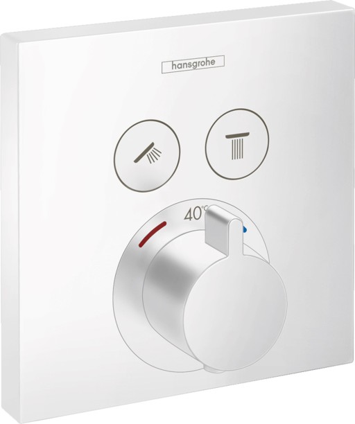 Baterie cada - dus termostatata Hansgrohe ShowerSelect cu montaj incastrat  necesita corp ingropat  alb mat