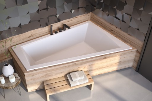 Cada baie asimetrica Besco Intima Duo Slim 170x125cm  acril  incastrabila  orientare dreapta