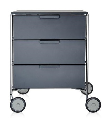 Comoda cu rotile Kartell Mobil Mat  design Antonio Citterio & Oliver Low  49xc47.5cm  h63cm  gri slate mat