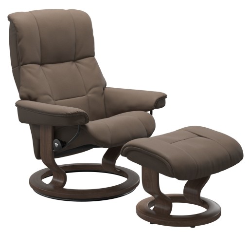 Fotoliu recliner cu taburet Stressless Myfair Classic L cadru Walnut  tapiterie piele Batik Mole