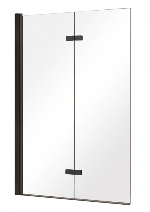 Paravan de cada Besco Lumix Black 2  100x145cm  doua elemente mobile  profil negru