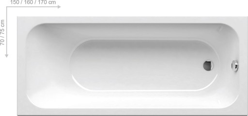 Cada baie rectangulara Ravak Chrome Slim 170x75cm  acril