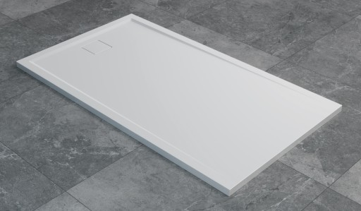 Cadita de dus dreptunghiulara SanSwiss Livada W20A  70x100 cm slim  marmura sintetica  alb