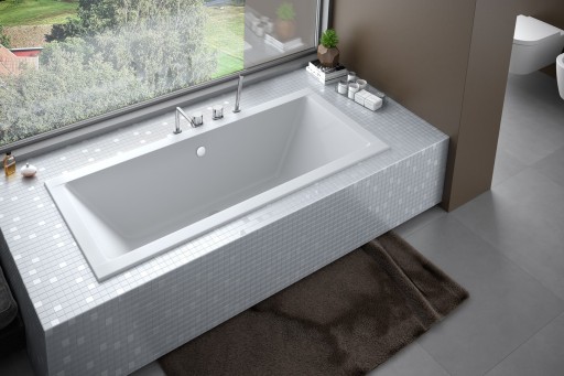 Cada baie rectangulara Besco Quadro Slim 180x80cm  acril  incastrabila