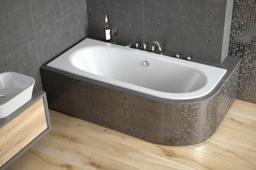 Cada baie asimetrica Besco Avita Slim 170x75cm  acril  incastrabila  orientare stanga