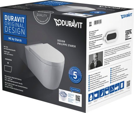 Set vas WC suspendat Duravit ME by Starck Rimless 57x37cm cu capac inchidere lenta
