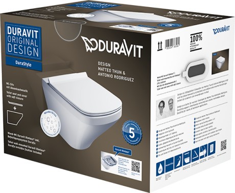 Set vas WC suspendat Duravit Durastyle Rimless 54cm  finisaj WonderGliss si capac inchidere lenta
