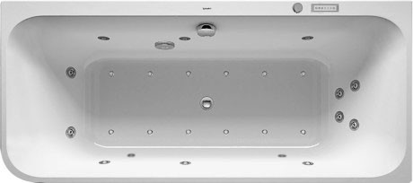 Cada asimetrica cu hidromasaj Duravit Happy D.2 Plus  180x80 cm  acril  orientare dreapta  grafit super mat
