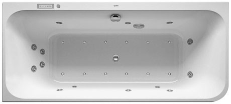 Cada asimetrica cu hidromasaj Duravit Happy D.2 Plus  180x80 cm  acril  orientare stanga  grafit super mat