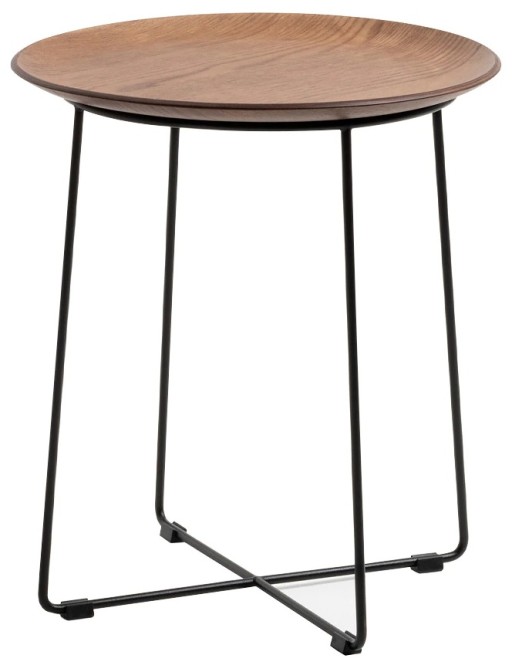 Masuta Kartell Al Wood design Philippe Stark  d40cm  h45.5cm  furnir  baza negru  lemn inchis