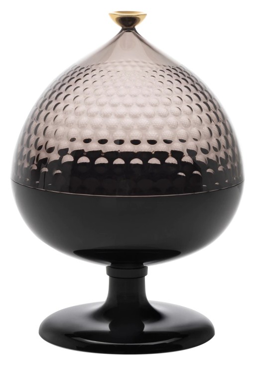 Bol cu picior si capac Kartell Pumo design Fabio Novembre  d21cm  h29cm  gri-negru
