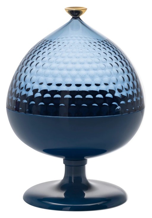 Bol cu picior si capac Kartell Pumo design Fabio Novembre  d21cm  h29cm  bleu-albastru