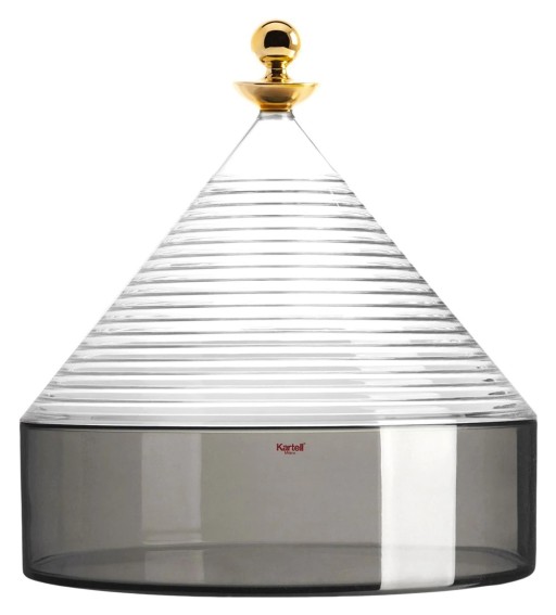 Bol cu capac Kartell Trullo design Fabio Novembre  d25cm  h27cm  transparent-gri