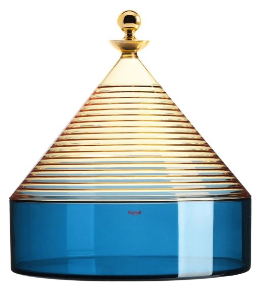 Bol cu capac Kartell Trullo design Fabio Novembre  d25cm  h27cm  galben-albastru
