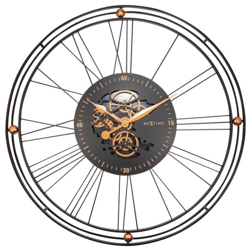 Ceas de perete NeXtime Roman Gear XXL 90.5cm  negru-auriu