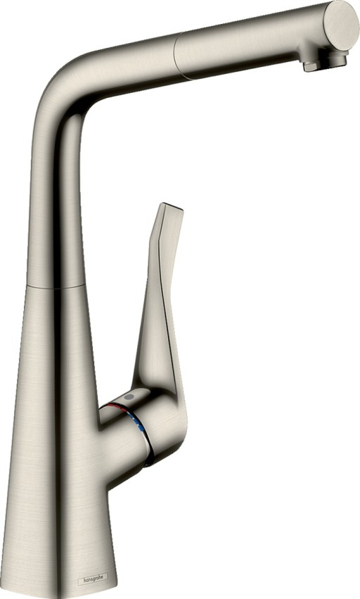 Baterie bucatarie Hansgrohe Metris  dus extractibil  finisaj inox optic