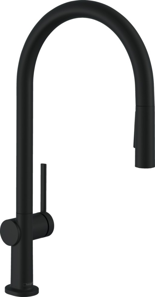 Baterie bucatarie Hansgrohe Talis M54 210  dus extractibil cu 2 tipuri de jet  negru mat