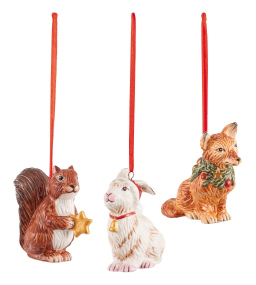 Set 3 decoratiuni brad Villeroy & Boch Nostalgic Ornaments Forest animals  6x7cm