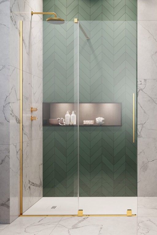 Cabina de dus tip Walk-in Radaway Furo Gold 100 cm  orientare stanga