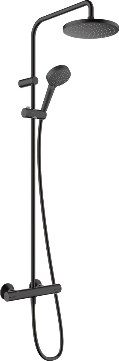 Coloana de dus Hansgrohe Vernis Blend 200  1 jet cu baterie termostatata  negru mat