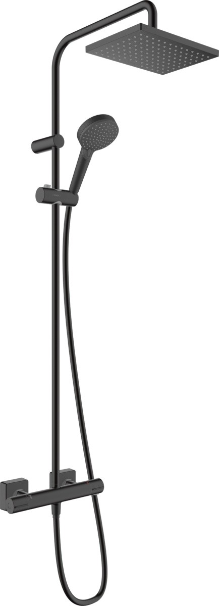 Coloana de dus Hansgrohe Vernis Shape 230  1 jet cu baterie termostatata  negru mat