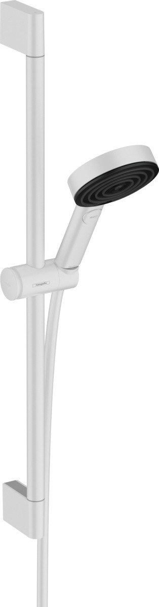 Set de dus Hansgrohe Pulsify Select 105 Relaxation  cu 3 tipuri de jet si bara de 0.65 m  alb mat