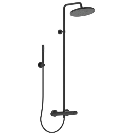 Coloana de dus Ideal Standard IdealRain cu baterie termostatata Ceratherm T50 si palarie Round 200mm  negru mat