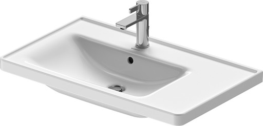 Lavoar asimetric Duravit D-Neo 80cm  montare pe mobilier  orientare stanga  alb