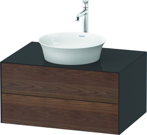 Dulap baza Duravit White Tulip cu 2 sertare  pentru lavoar tip bol  80cm  American Walnut Solid Wood