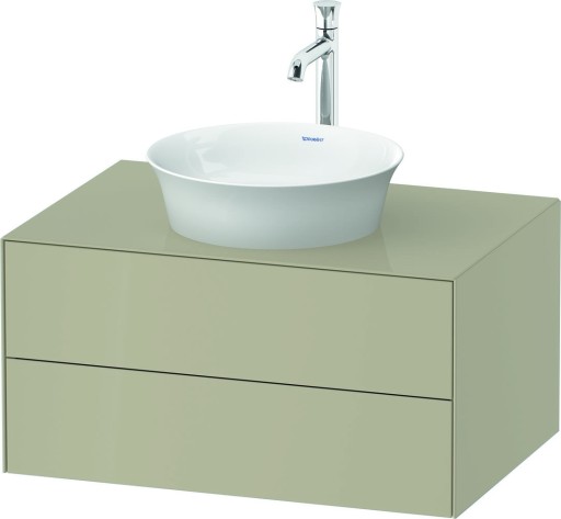 Dulap baza Duravit White Tulip cu 2 sertare  pentru lavoar tip bol  80cm  Taupe High Gloss