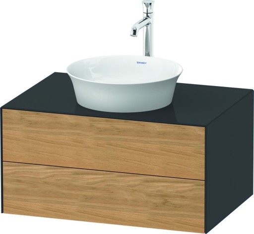 Dulap baza Duravit White Tulip cu 2 sertare  pentru lavoar tip bol  80cm  Natural Oak Solid