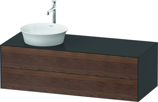 Dulap baza Duravit White Tulip cu 2 sertare  pentru lavoar tip bol  130cm  American Walnut Solid Wood
