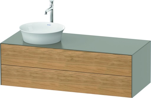 Dulap baza Duravit White Tulip cu 2 sertare  pentru lavoar tip bol  130cm  Stone Grey Satin Matt Lacquer