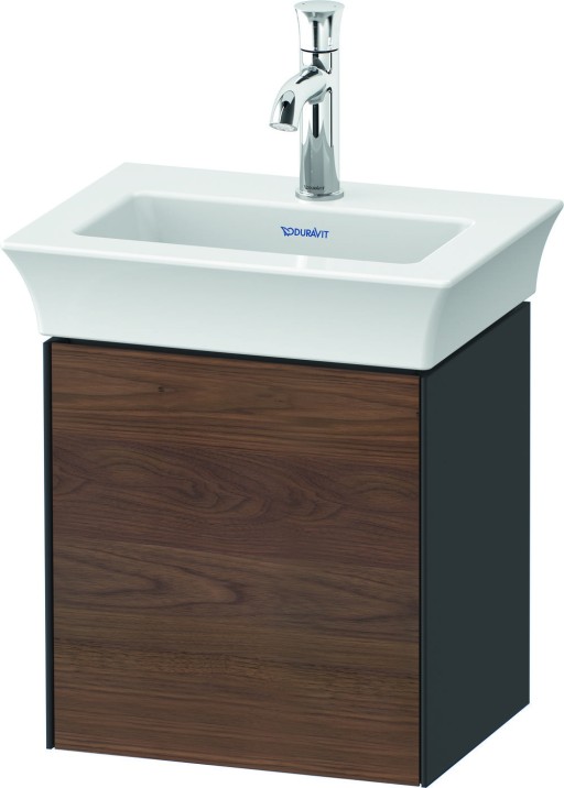 Dulap baza Duravit White Tulip cu 1 usa  pentru lavoar 45cm  American Walnut Solid Wood