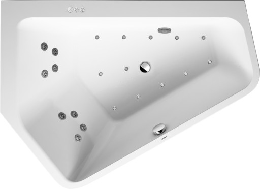 Cada asimetrica cu hidromasaj Duravit Paiova 5 177x130 cm cu Combi-System P  orientare stanga  alb